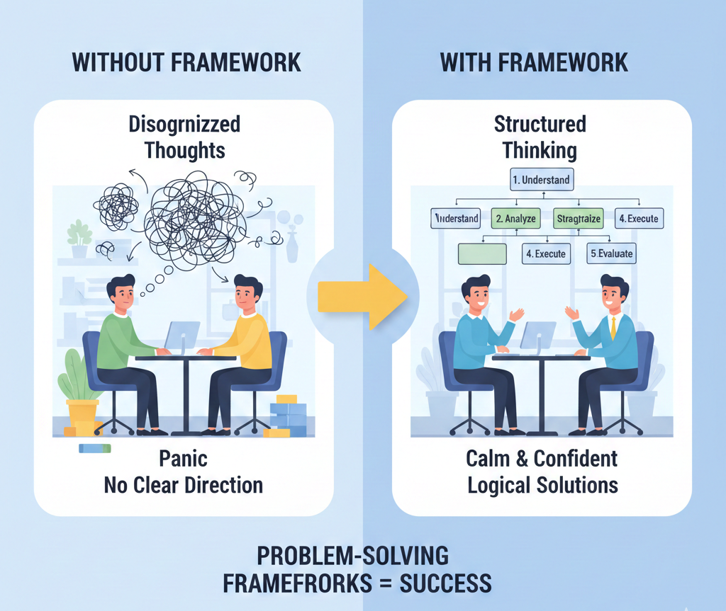 Why problem-solving frameworks help in interviews
