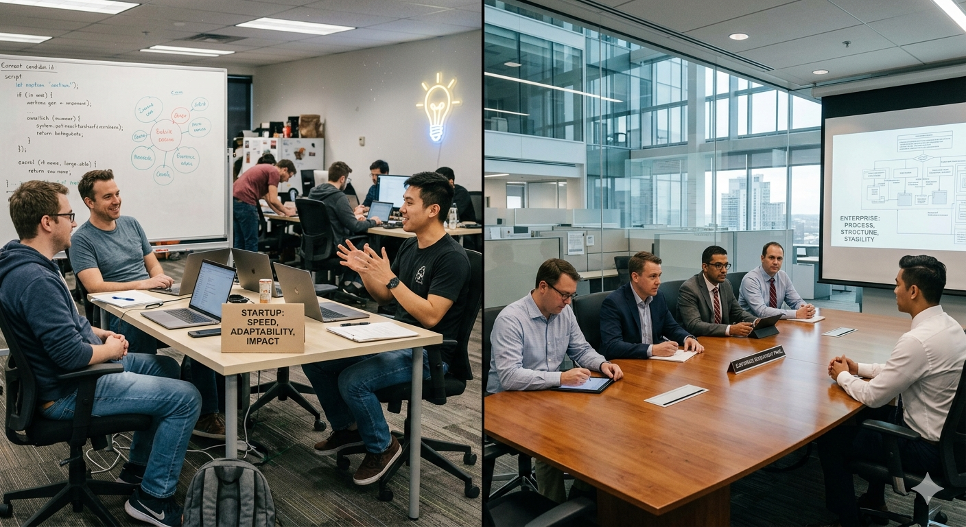 How engineering hiring differs between startups and enterprises