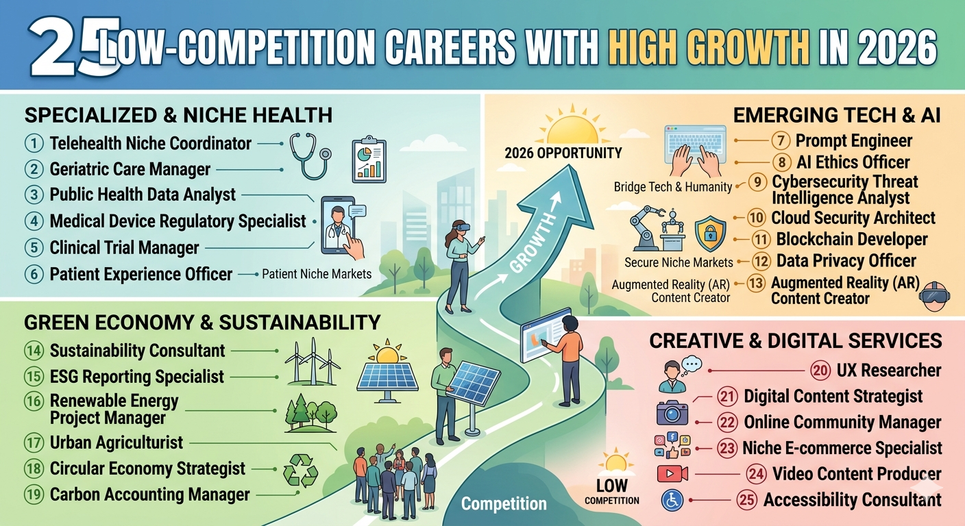 25 Low-Competition Careers With High Growth in 2026