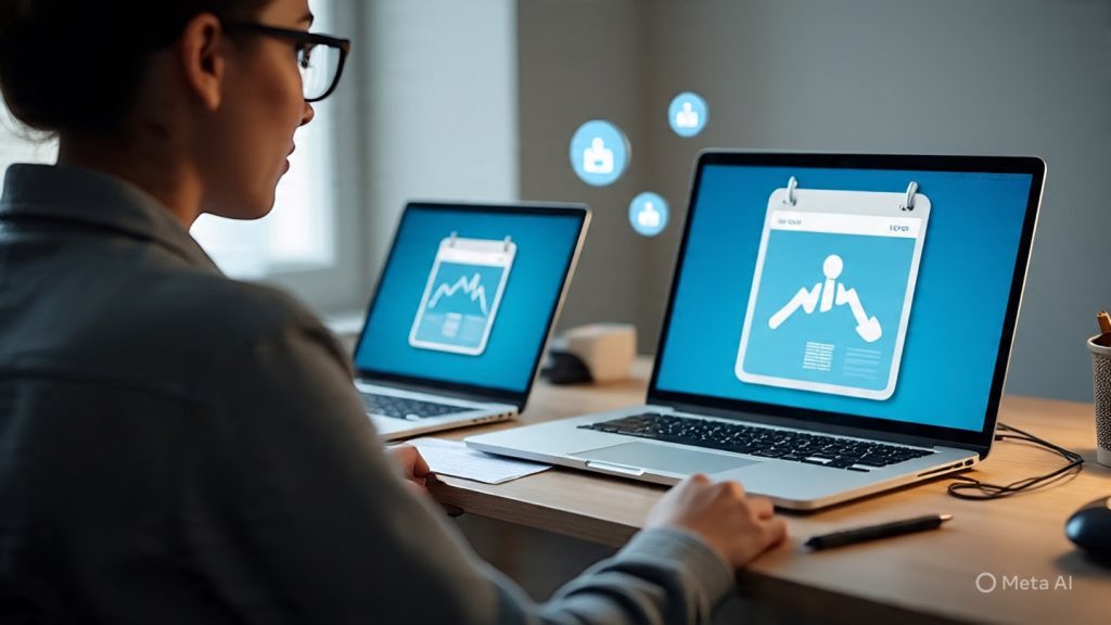 Part-Time Roles
“Modern workspace showing a balanced freelance lifestyle, a person calmly managing multiple laptops and digital calendars representing different part-time jobs, clean organized desk setup, soft natural lighting, minimal aesthetic, subtle icons of time management and productivity floating in background, calm and focused mood, realistic style, high detail, professional blog header image, wide composition, 16:9 aspect ratio (1600x778), motivational and organized atmosphere”