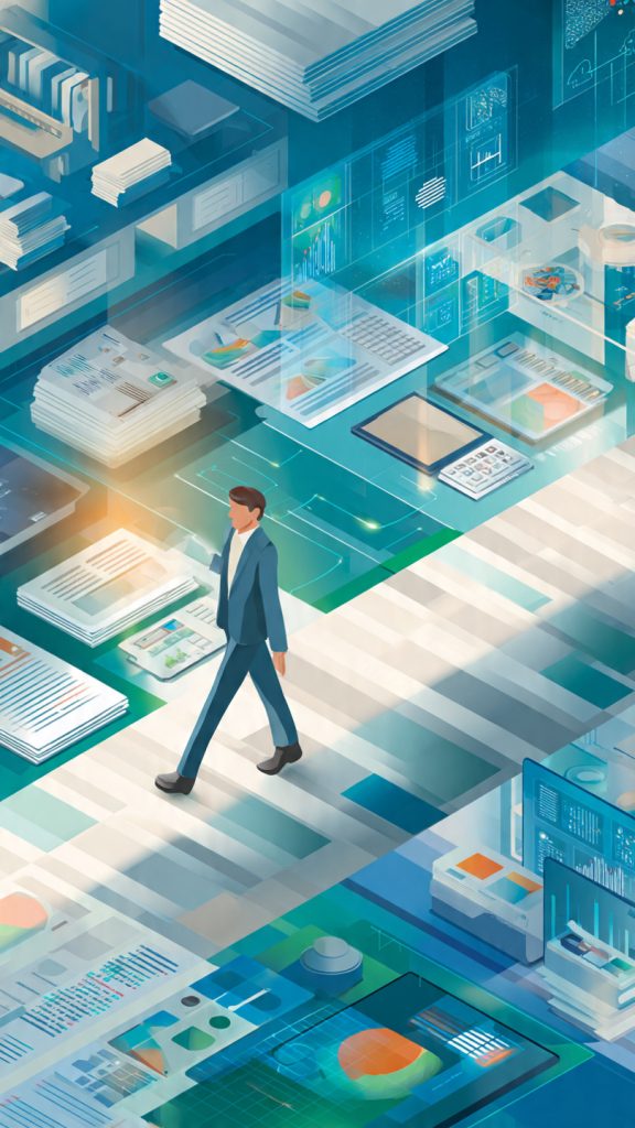 Traditional Finance Roles to Fintech
“A modern professional illustration showing the transition from traditional finance to fintech. On the left side, a serious office environment with paperwork, calculators, bank files, and a traditional banker desk. On the right side, a futuristic fintech workspace with digital screens, mobile banking apps, data charts, blockchain symbols, and AI-based financial dashboards. In the center, a young professional walking from left to right, symbolizing career transition and growth. Clean corporate style, minimal design, blue and green color palette, glowing digital effects, high detail, realistic illustration, professional business concept, wide banner composition, 1600x778 aspect ratio.