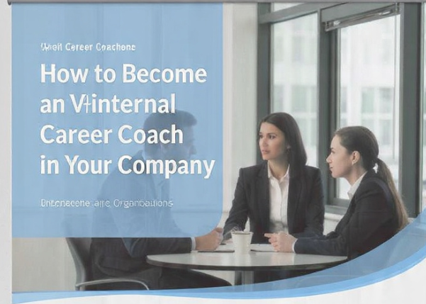 Internal Career Coach
A professional corporate-style banner titled “How to Become an Internal Career Coach in Your Company.” The design features a business coaching meeting between a male manager and a female employee in a modern office setting. The left side contains the main title and a short description about helping employees grow within an organization. The bottom section highlights the role of an internal career coach with illustrated categories such as career planning, skill development, internal mobility, interview and promotion preparation, strengths and growth areas, and long-term career growth. A side panel explains why internal career coaching matters for employees, managers, and organizations. The overall design uses clean typography, soft blue accents, and a modern professional layout.