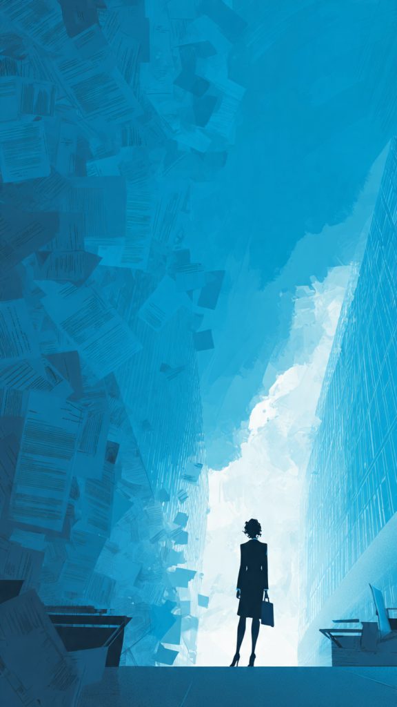 Rebuild Confidence
A professional digital illustration showing a confident professional walking out of a dark, chaotic office environment into a bright, open space filled with natural light. The background on one side represents a toxic workplace with shadowy office corridors, scattered paperwork, and a tense atmosphere, while the other side symbolizes recovery and growth with clear skies, modern architecture, and a positive future. The person stands tall with renewed confidence, looking ahead toward new opportunities. Corporate career theme, emotional transformation, resilience, self-growth, realistic style, high-quality lighting, cinematic composition, modern workplace aesthetics, inspiring and motivational mood, detailed environme…
